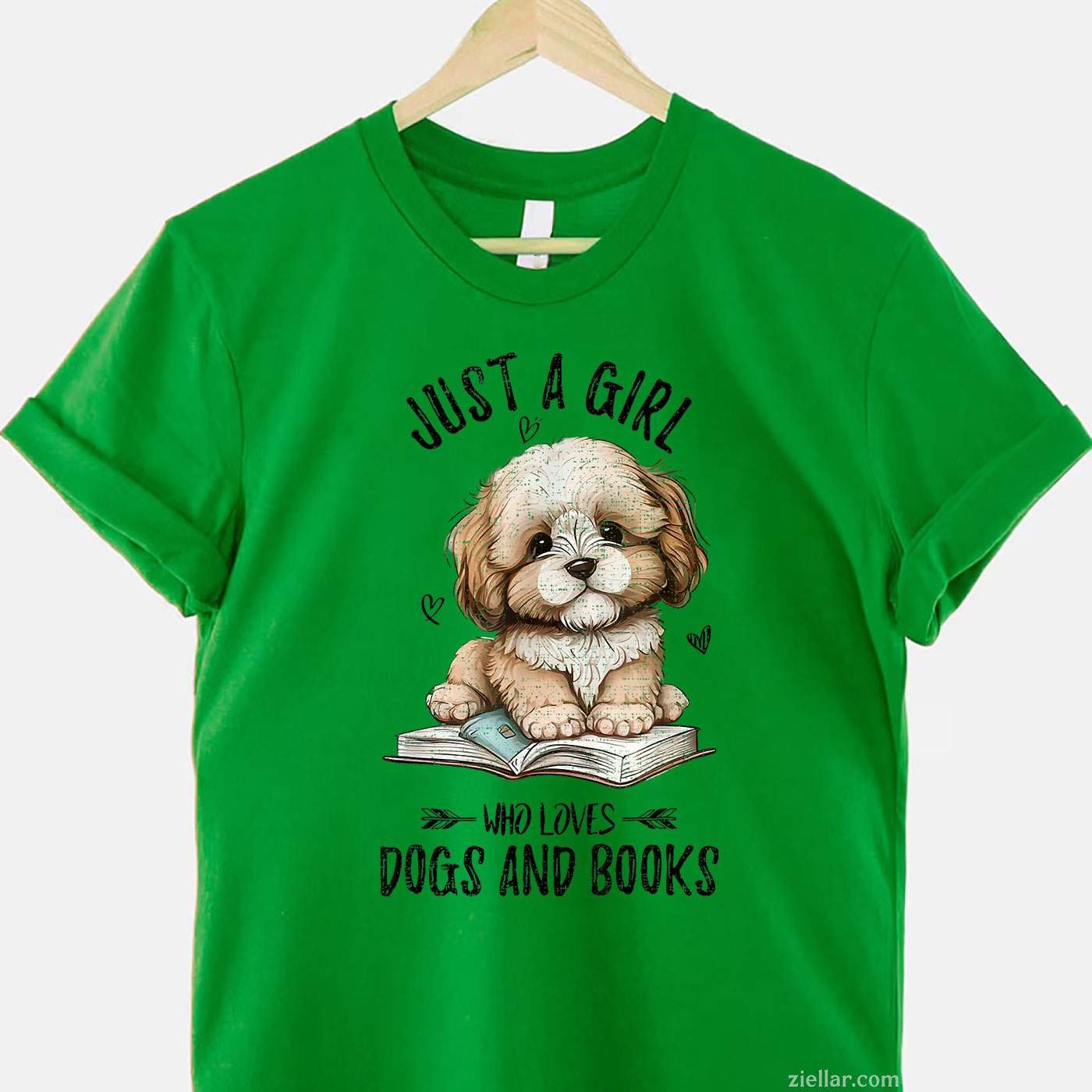 Just A Who Loves Dogs And Books T-Shirt, Puppy Pet Art Lover Vintage Graphic Tee For Adults