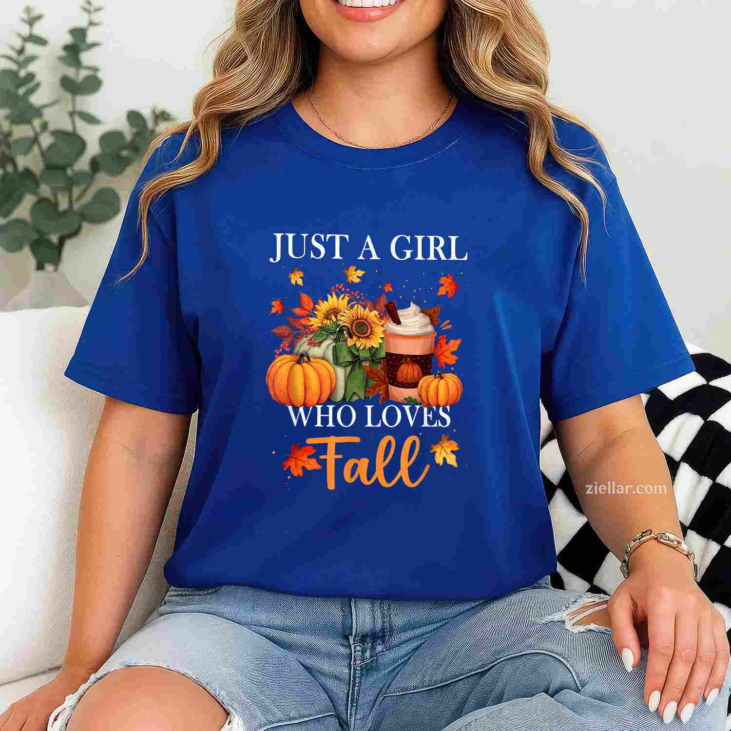 Just Girl Who Loves Fall Season Pumpkin Spice Leaves Autumn T-Shirt and Tee for Adults Men Women Unisex