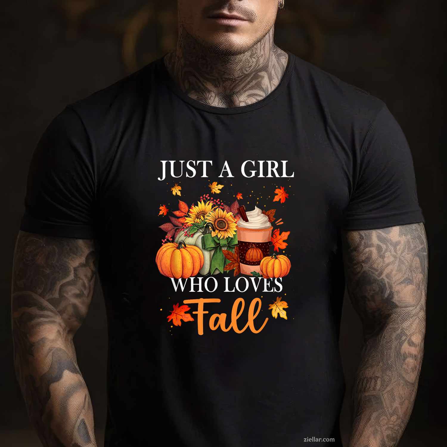 Just Girl Who Loves Fall Season Pumpkin Spice Leaves Autumn T-Shirt and Tee for Adults Men Women Unisex