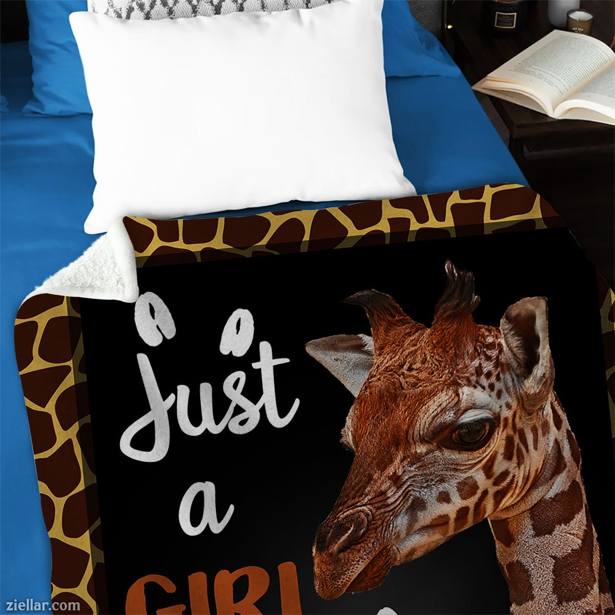 Just a Girl Who Loves Giraffes Quilt Blanket, Fleece Blanket Fun Gift for Animal Lover