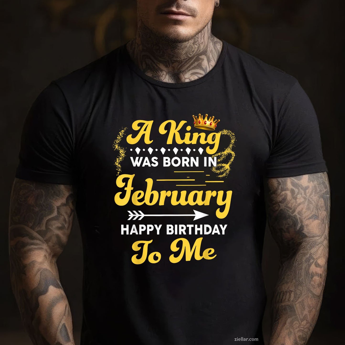 King Was Born in February Tee and T-Shirt, Funny Happy Birthday T-Shirt for Men Adults