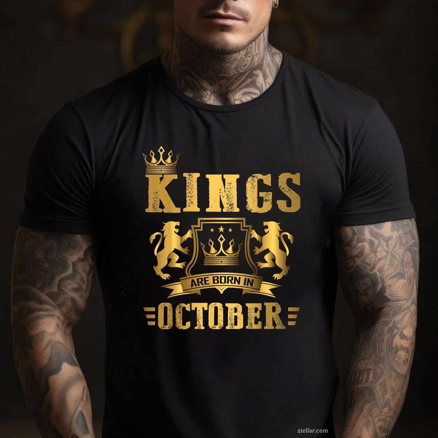 Kings Are Born in October - October Birthday Tee, Birthday T-Shirt for Men Women Adults Unisex, Trendy Graphic Apparel, Unique Gift Idea