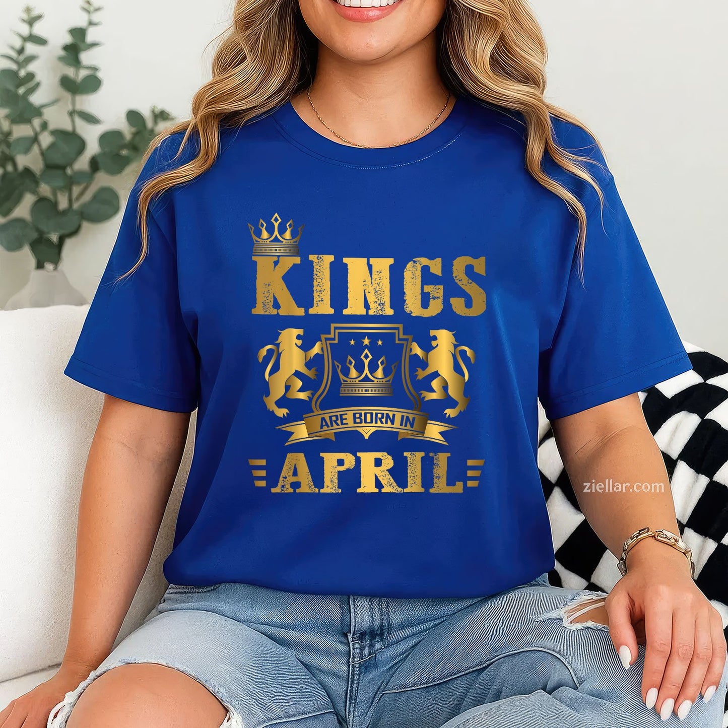 Kings Are Born in April Tee and T-Shirt, Birthday Gift T-Shirt for Men Adults