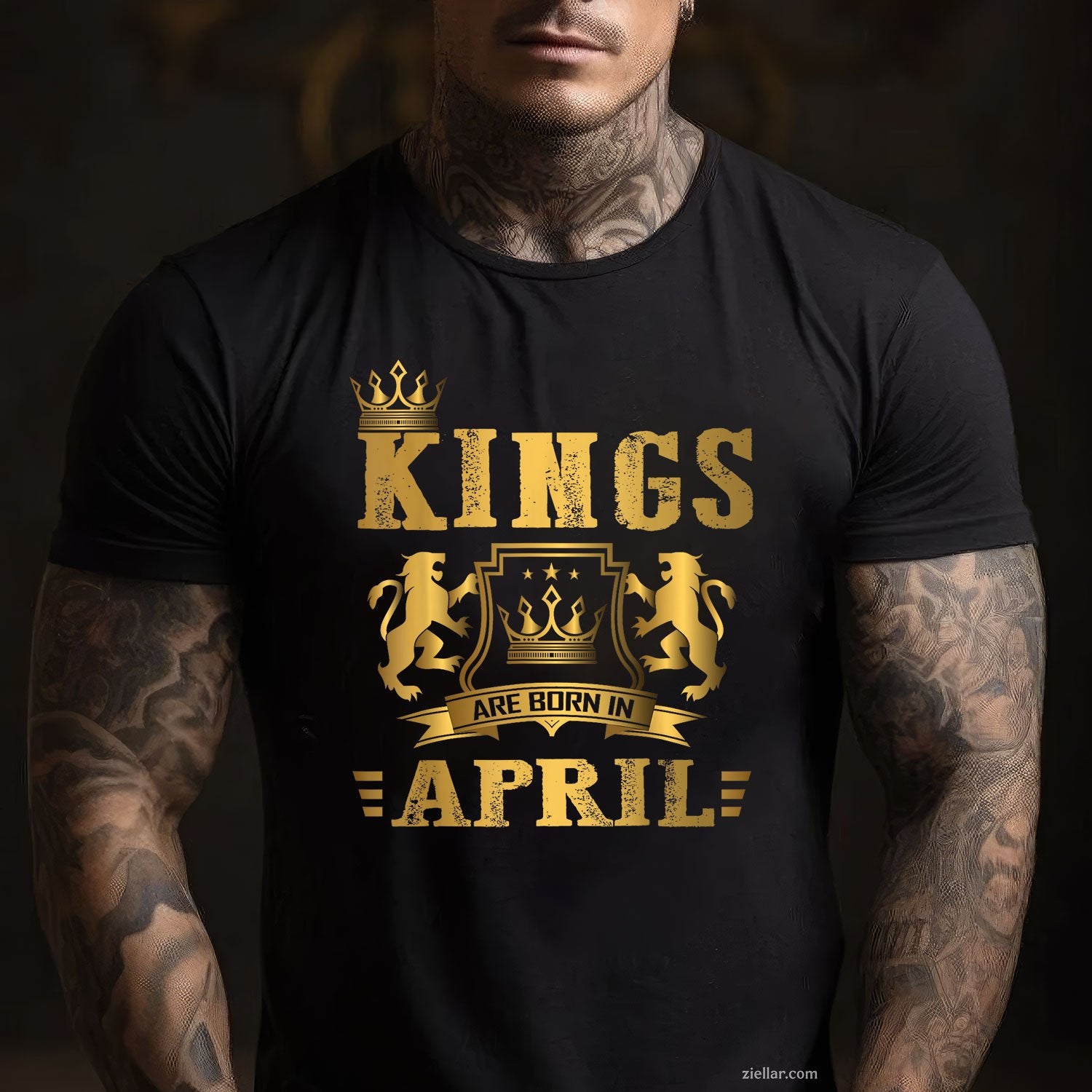 Kings Are Born in April Tee and T-Shirt, Birthday Gift T-Shirt for Men Adults