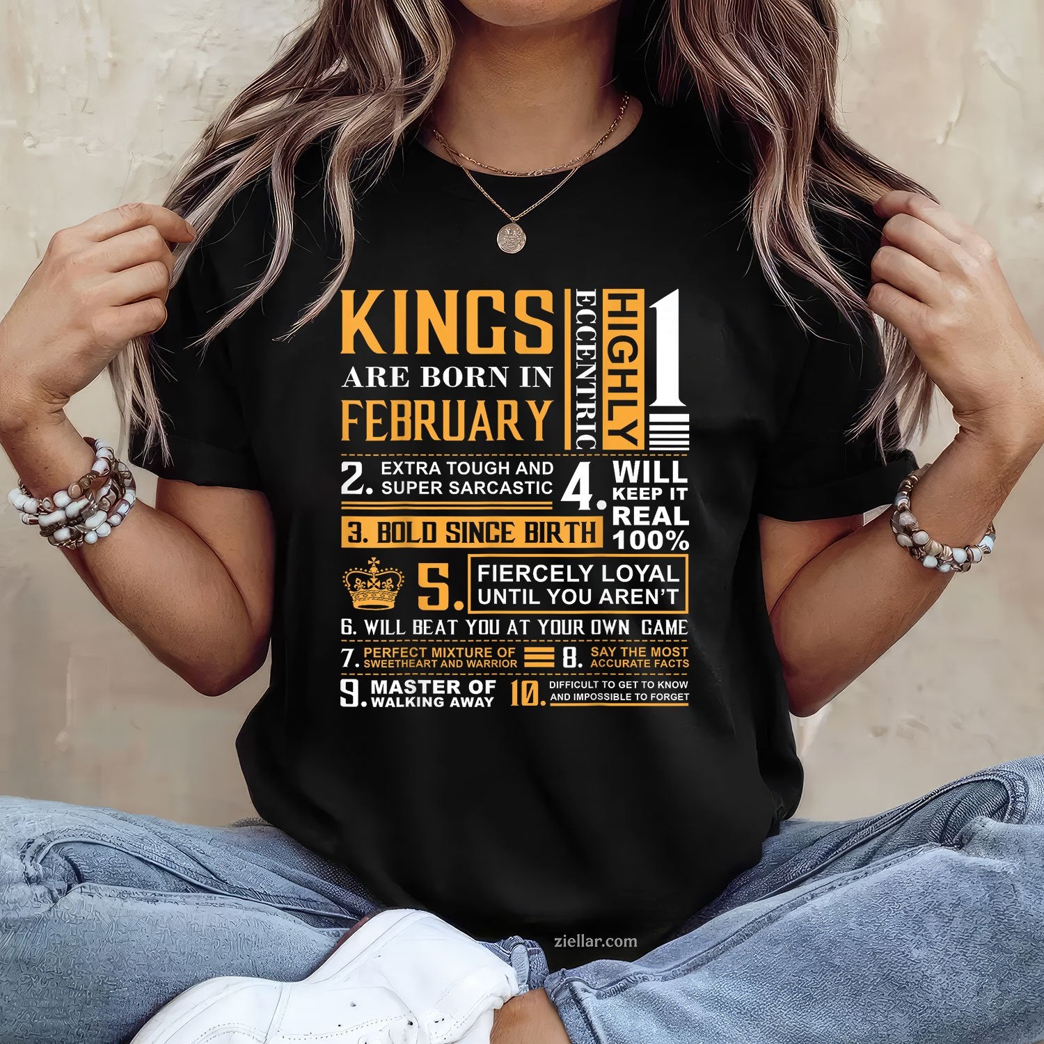 Kings Are Born in February Tee and T-Shirt, Birthday Gift T-Shirt for Men Adults, Legendary February Kings