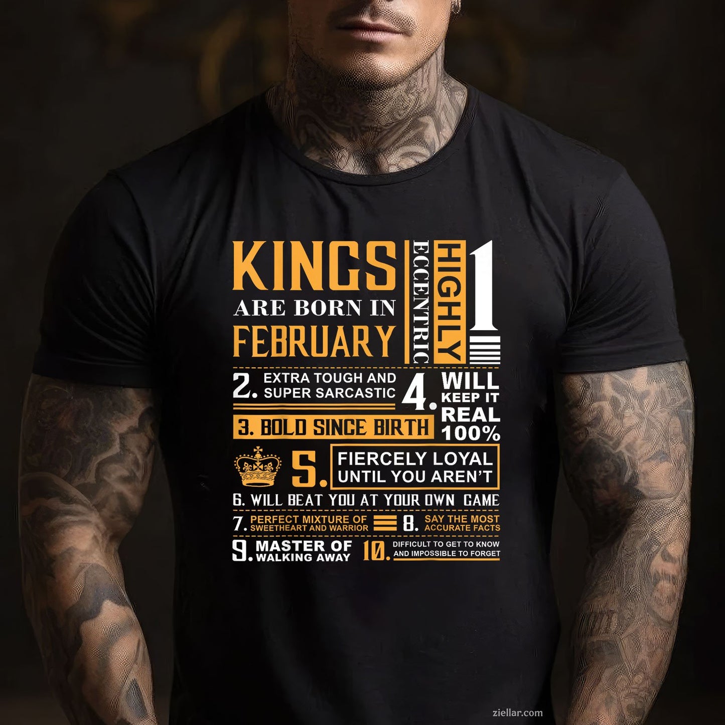 Kings Are Born in February Tee and T-Shirt, Birthday Gift T-Shirt for Men Adults, Legendary February Kings
