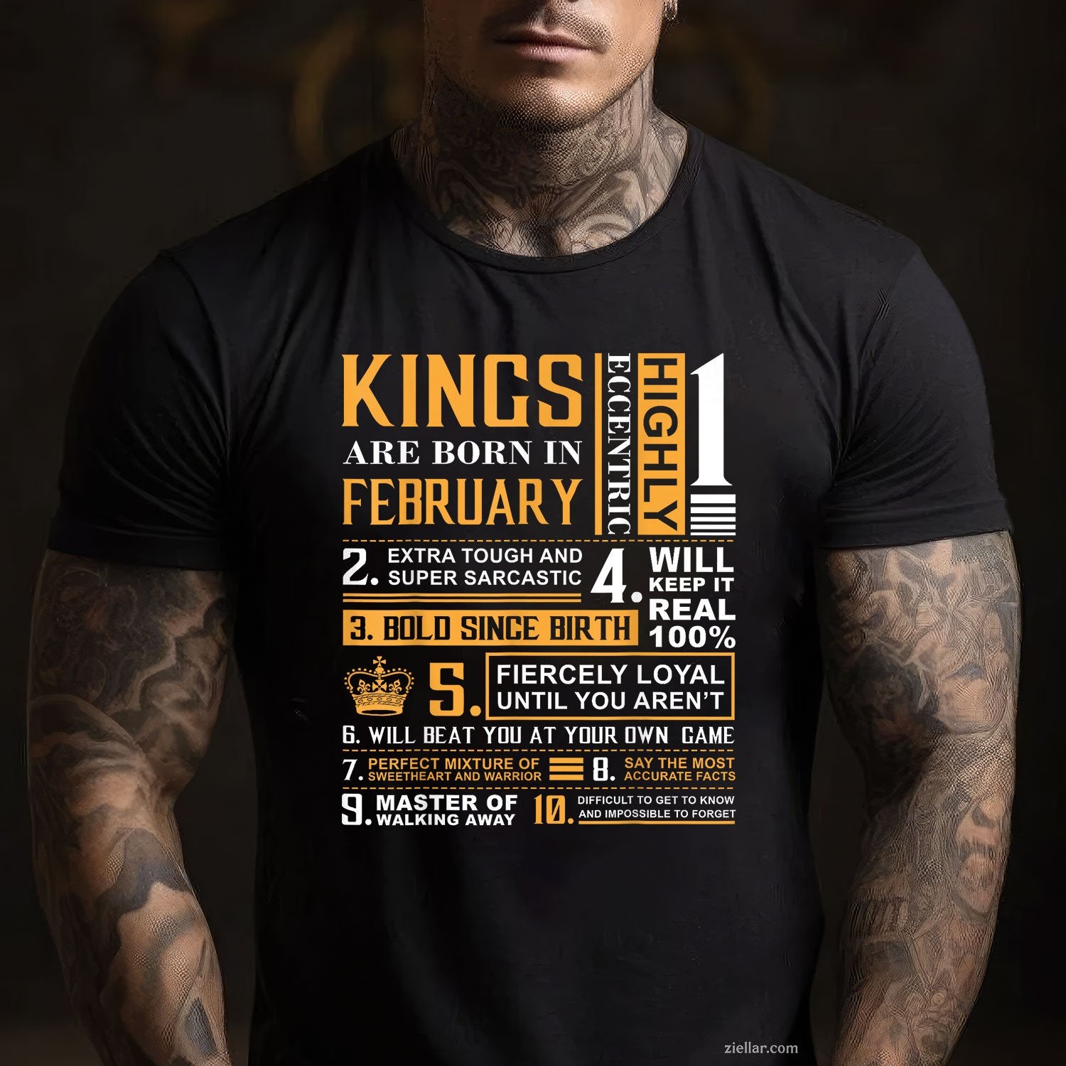 Kings Are Born in February Tee and T-Shirt, Birthday Gift T-Shirt for Men Adults, Legendary February Kings