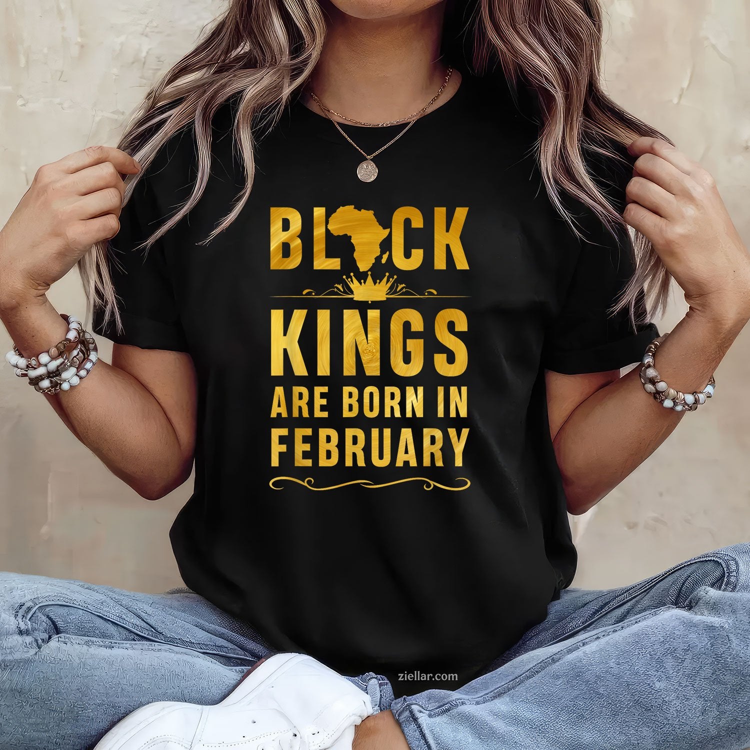 Kings Are Born in February Tee and T-Shirt, Black Men Birthday T-Shirt Gift for Adults