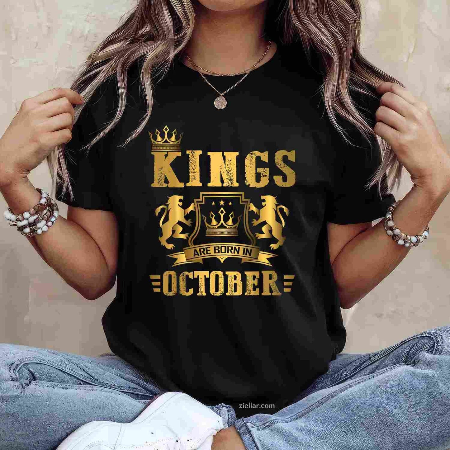 Kings Are Born in October - October Birthday Tee, Birthday T-Shirt for Men Women Adults Unisex, Trendy Graphic Apparel, Unique Gift Idea