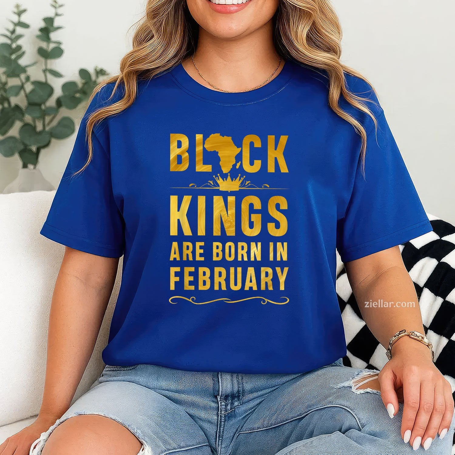 Kings Are Born in February Tee and T-Shirt, Black Men Birthday T-Shirt Gift for Adults