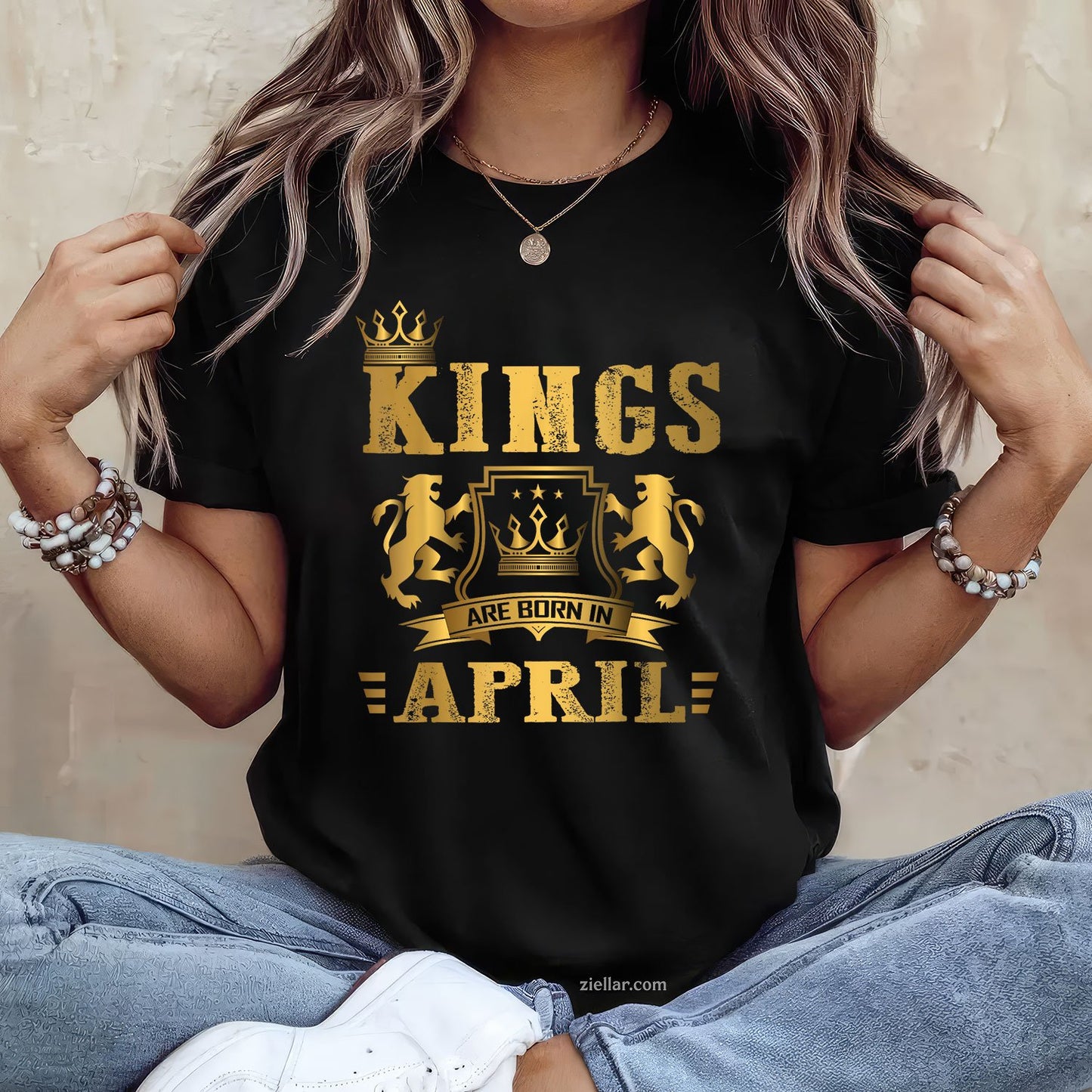 Kings Are Born in April Tee and T-Shirt, Birthday Gift T-Shirt for Men Adults
