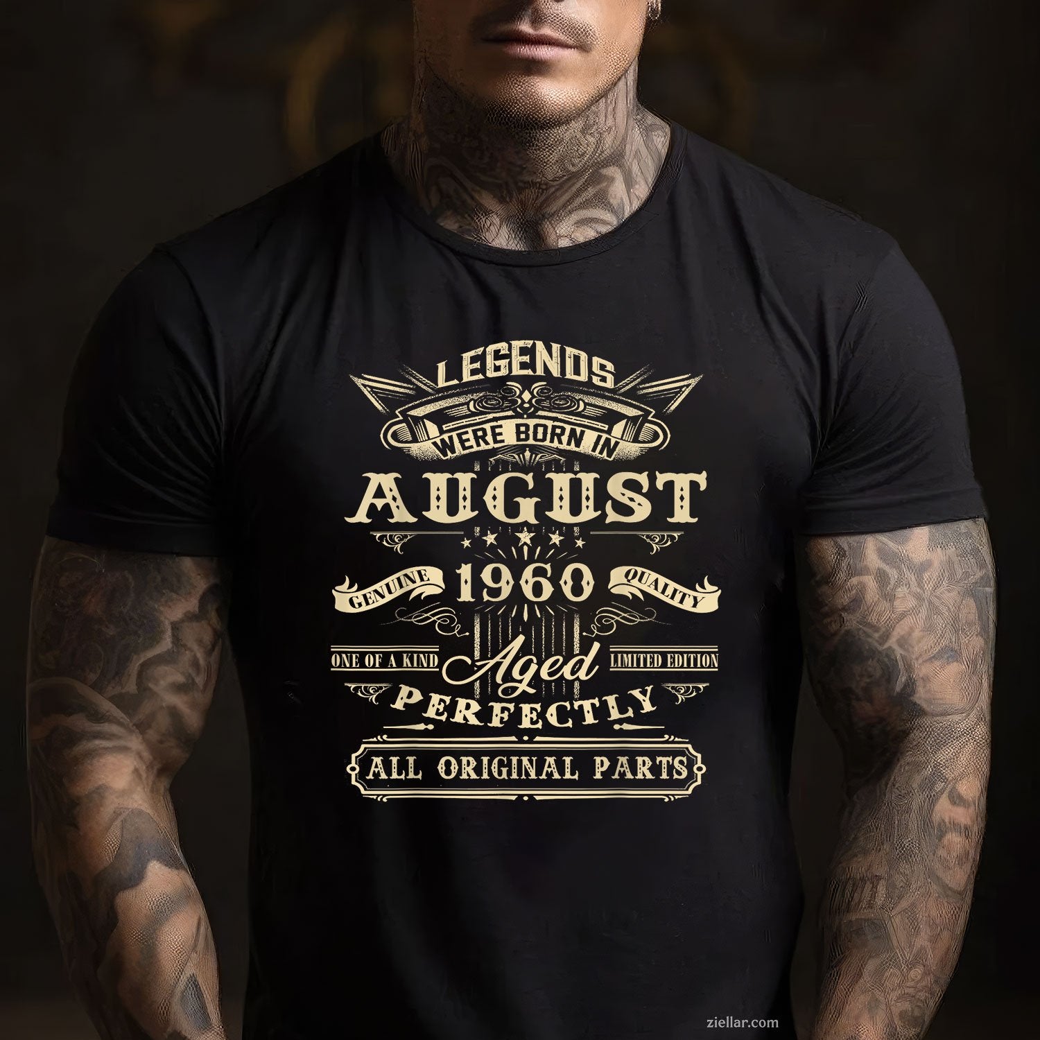 Legend Born in August 1960 Tee and T-Shirt, 65th Birthday Gift T-Shirt for 65-Year-Old Men Adults
