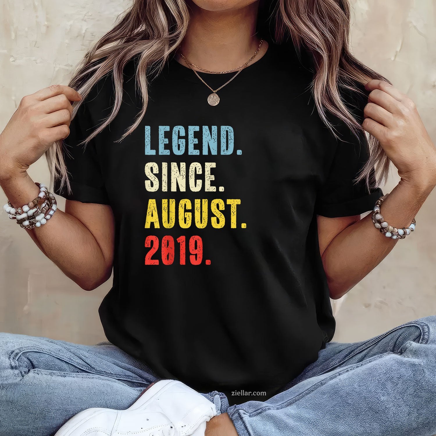 Legend Since August 2019 Tee and T-Shirt, Funny Retro Style Birthday T-Shirt for Adults