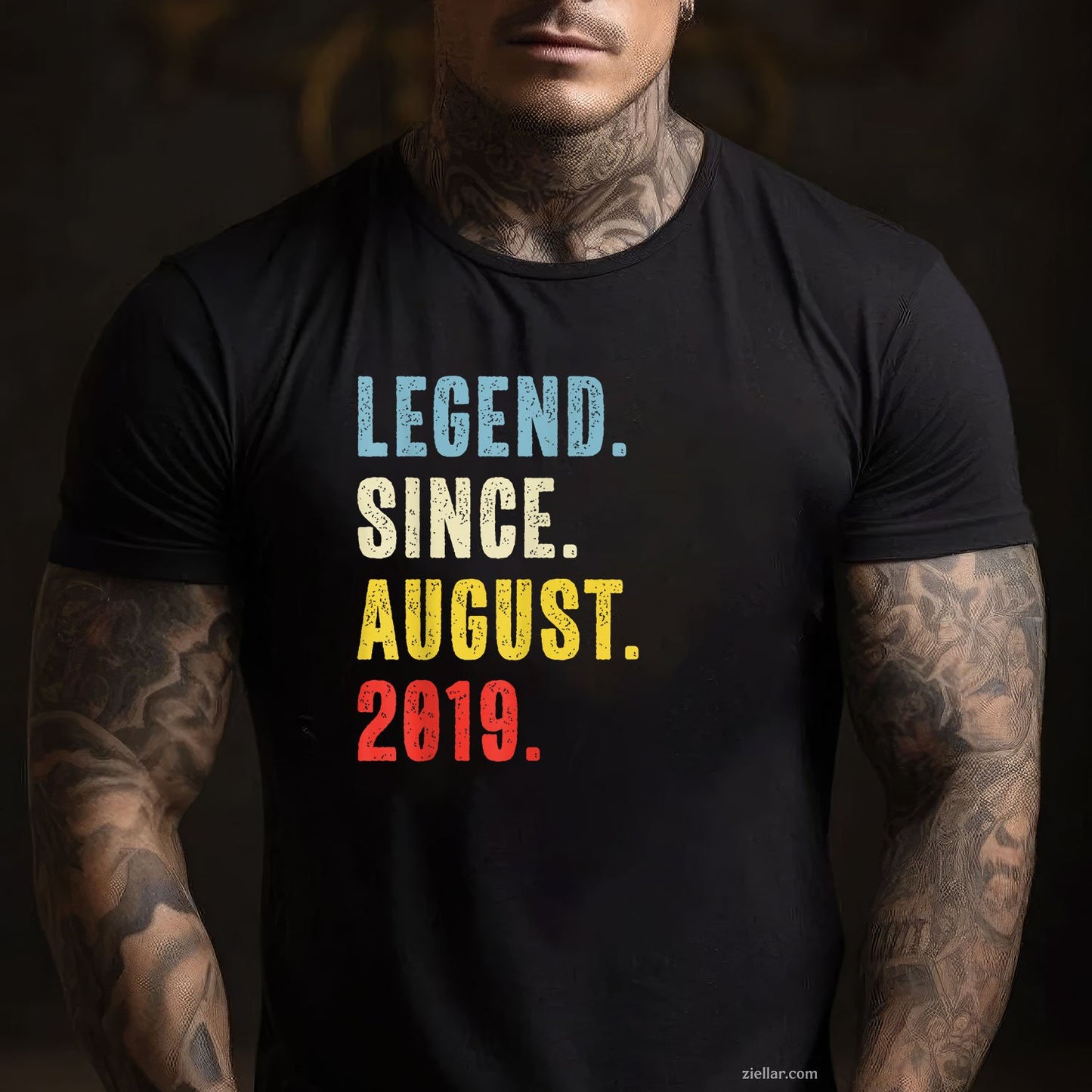 Legend Since August 2019 Tee and T-Shirt, Funny Retro Style Birthday T-Shirt for Adults