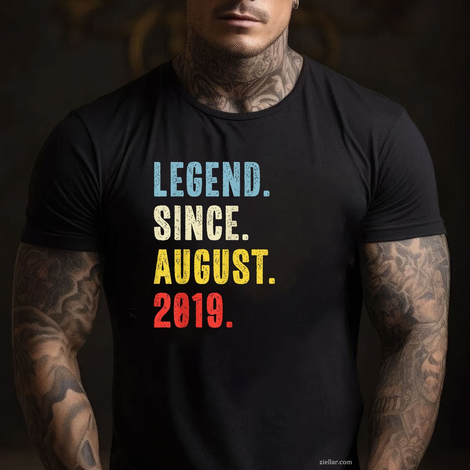 Legend Since August 2019 Tee and T-Shirt, Funny Retro Style Birthday T-Shirt for Adults