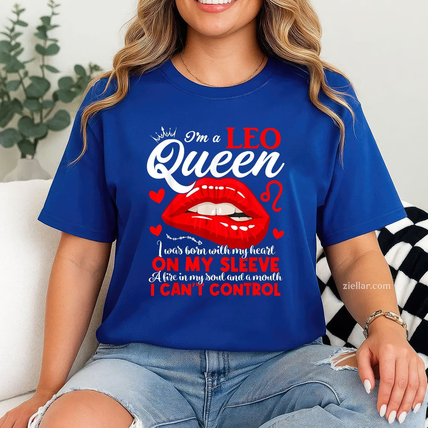Leo Queen Zodiac Tee and T-Shirt, Strong July August Birthday Gift T-Shirt for Women Adults