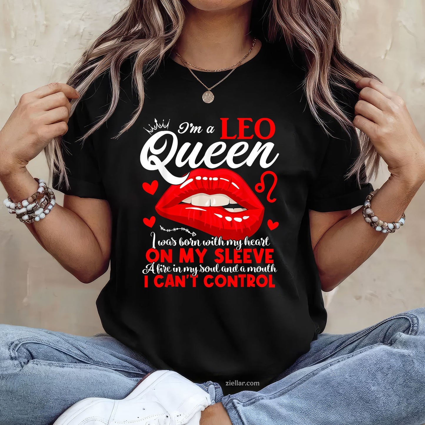 Leo Queen Zodiac Tee and T-Shirt, Strong July August Birthday Gift T-Shirt for Women Adults