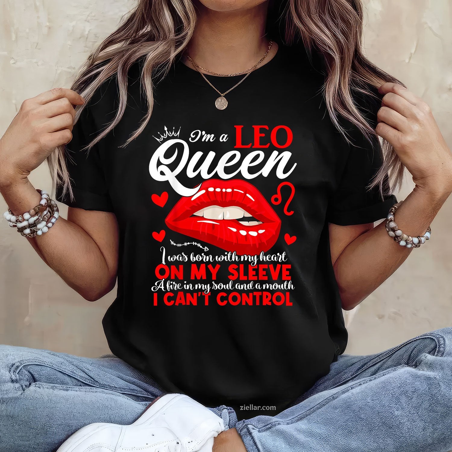 Leo Queen Zodiac Tee and T-Shirt, Strong July August Birthday Gift T-Shirt for Women Adults