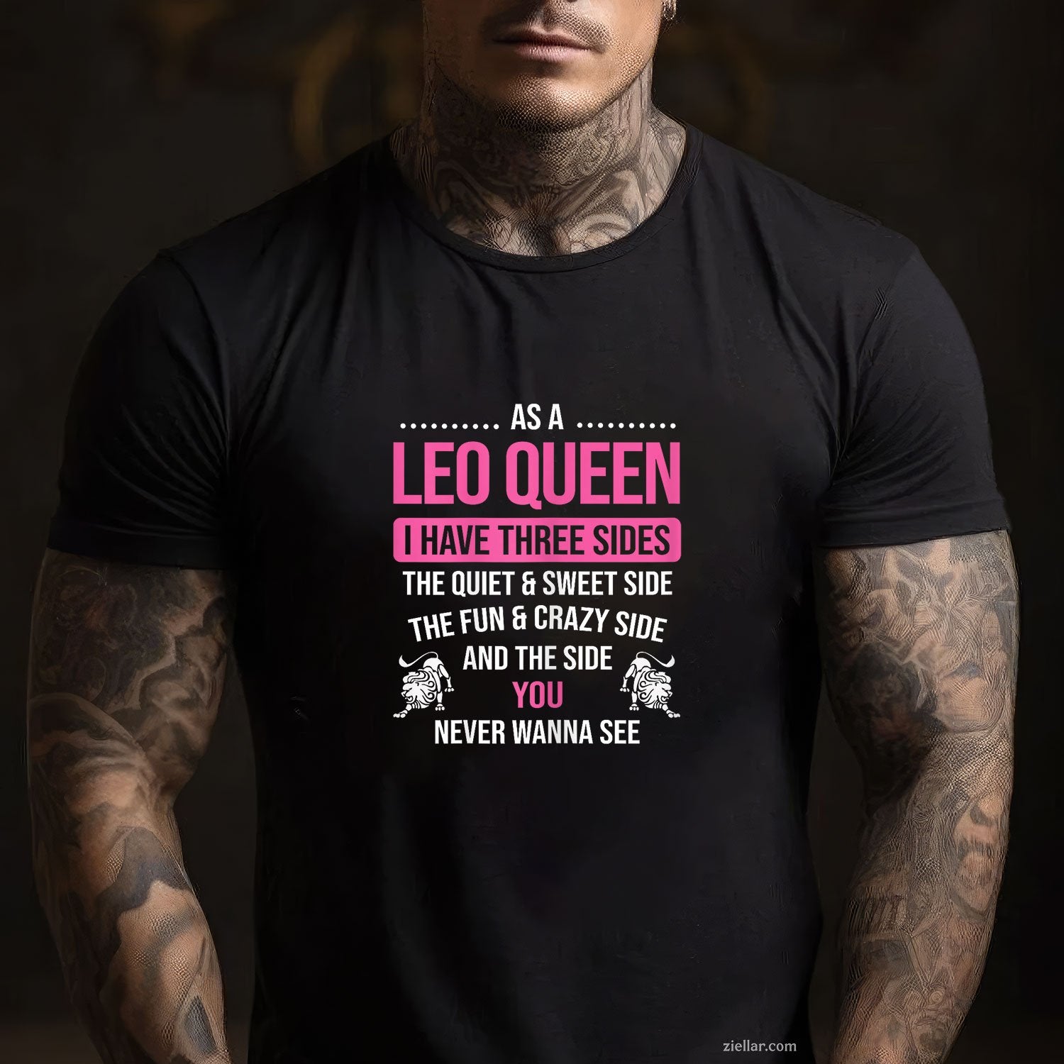 Leo Queen with Three Sides Tee and T-Shirt, August Zodiac Birthday Gift T-Shirt for Women Adults
