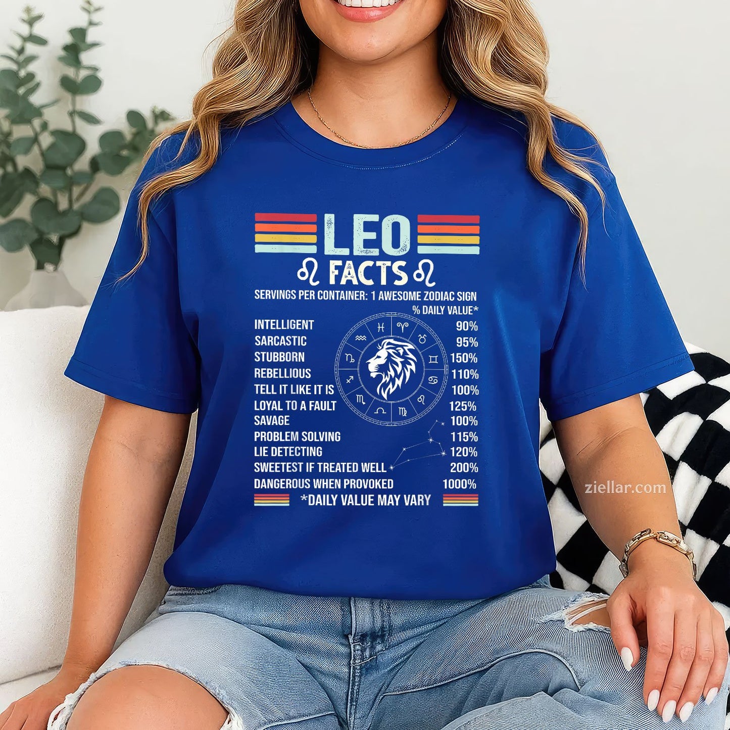 Leo Zodiac Sign Tee and T-Shirt, Retro July August Birthday Astrology T-Shirt for Adults