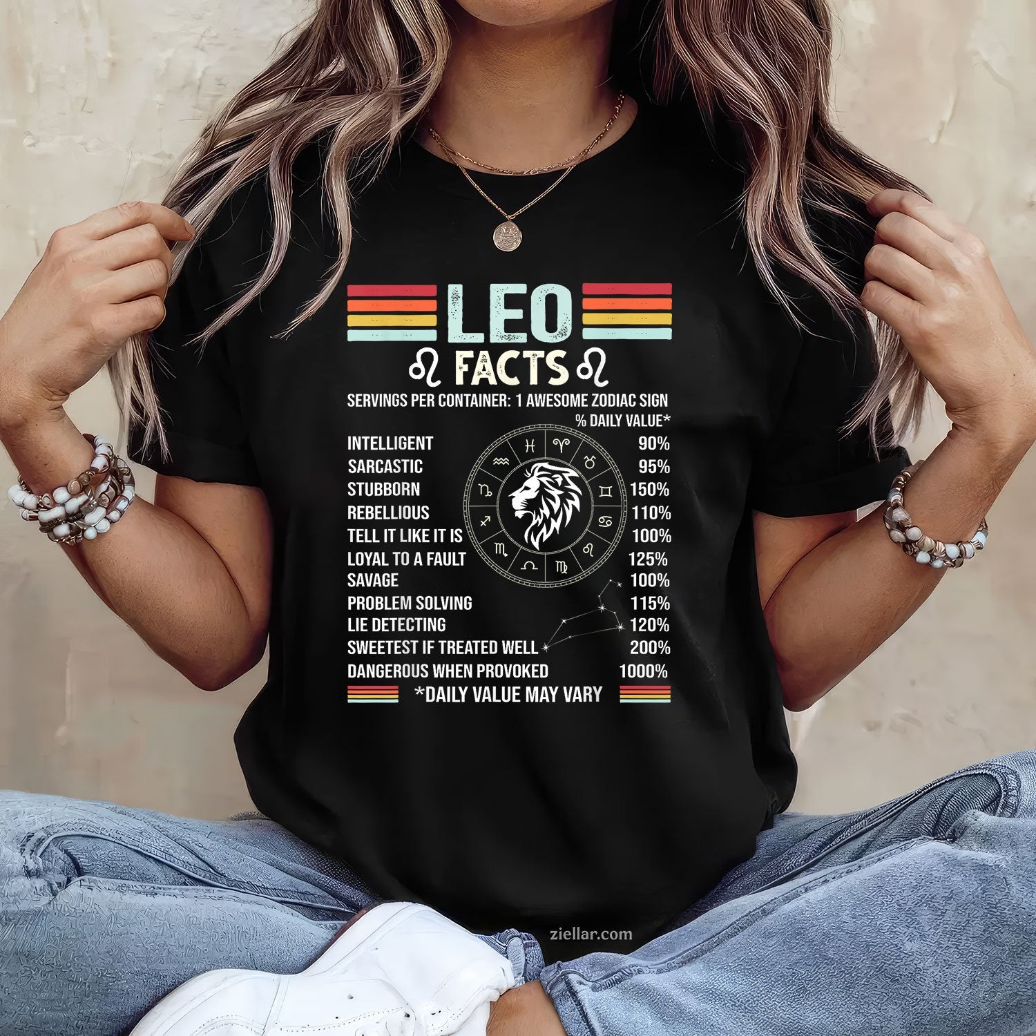 Leo Zodiac Sign Tee and T-Shirt, Retro July August Birthday Astrology T-Shirt for Adults