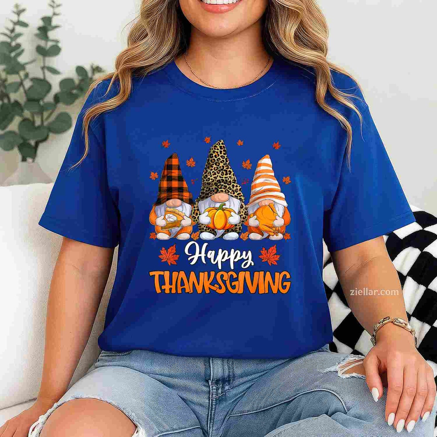 Leopard Buffalo Plaid Gnomes Thanksgiving Mens Women  T-Shirt and Tee for Adults Men Women Unisex