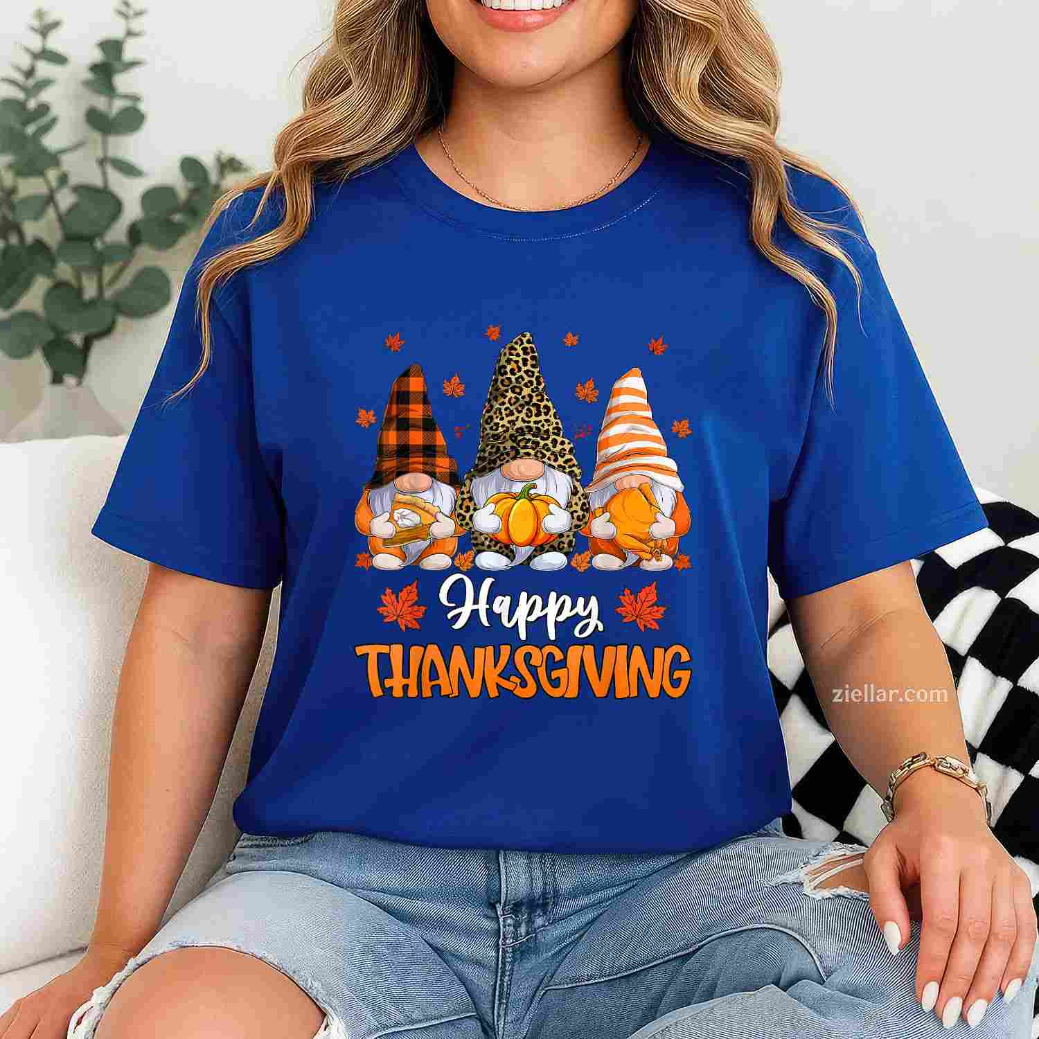 Leopard Buffalo Plaid Gnomes Thanksgiving Mens Women  T-Shirt and Tee for Adults Men Women Unisex