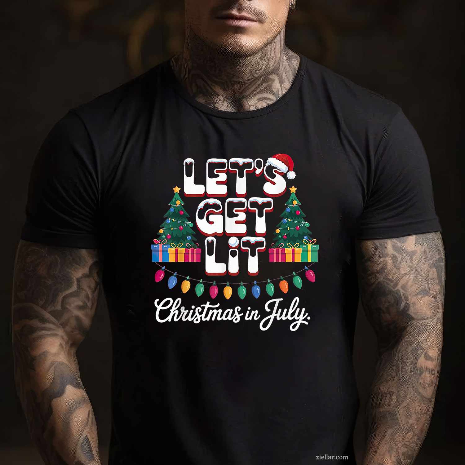 Let'S Get Lit Christmas In July T-Shirt, A Funny Christmas In July Get Lit Tee