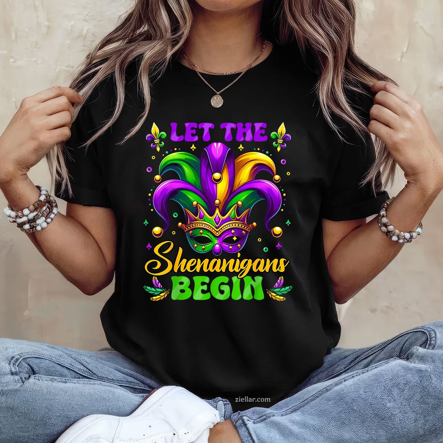 Let The Shenanigans Begin Tee and T-Shirt, Funny Mardi Gras T-Shirt Gift for Men and Women Adults