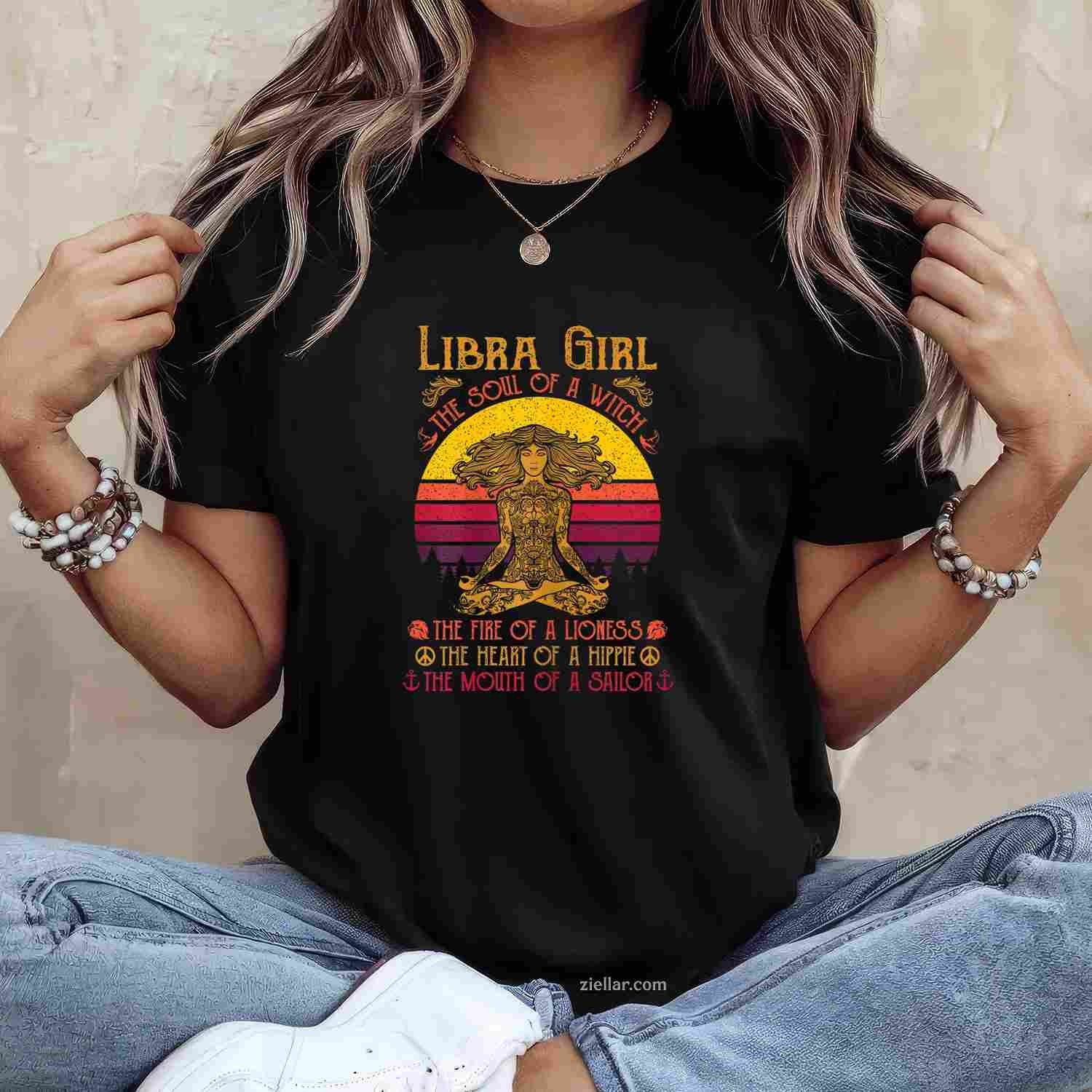 Libra Zodiac Design September & October Women Birthday T-Shirt and Tee for Adults Men Women Unisex