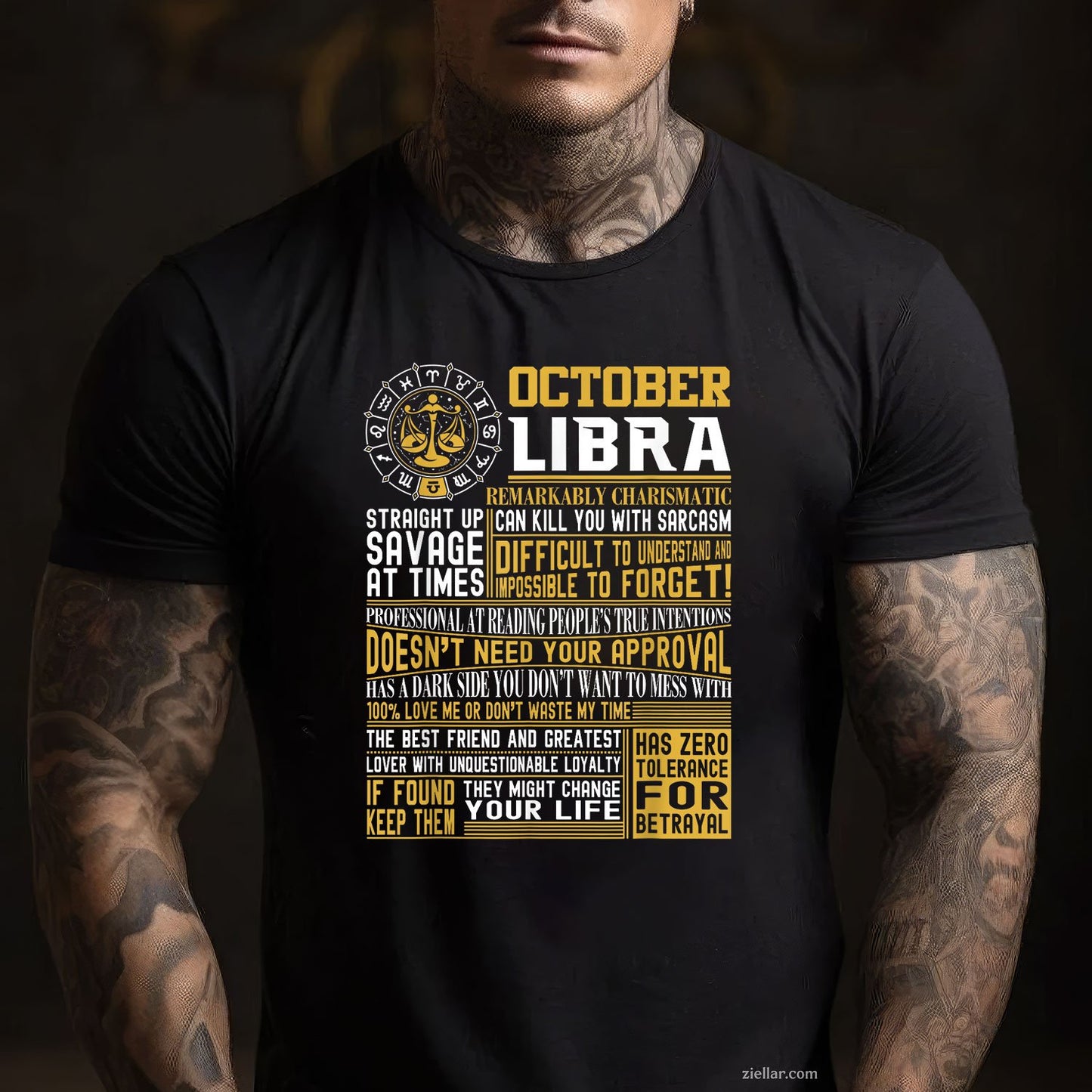 Libra Zodiac Birthday Tee and T-Shirt, Best Born in October T-Shirt Gift for Men and Women