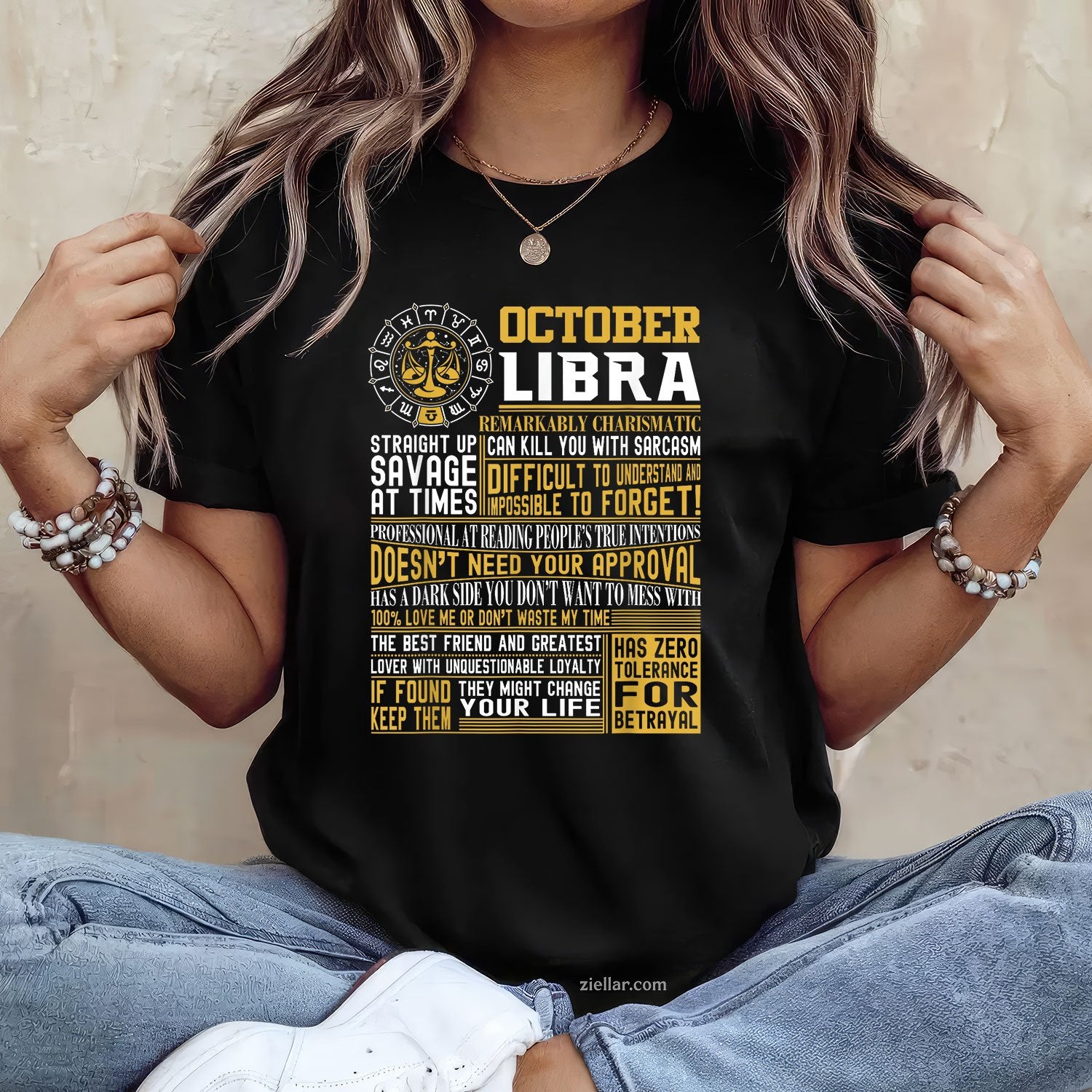 Libra Zodiac Birthday Tee and T-Shirt, Best Born in October T-Shirt Gift for Men and Women