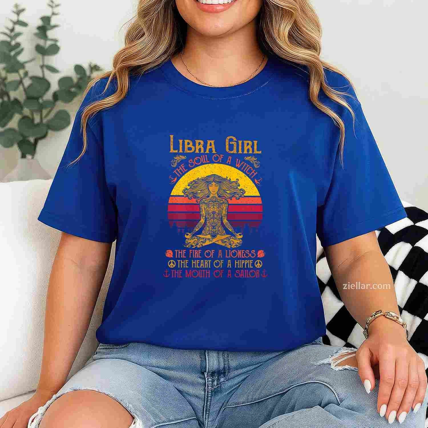 Libra Zodiac Design September & October Women Birthday T-Shirt and Tee for Adults Men Women Unisex
