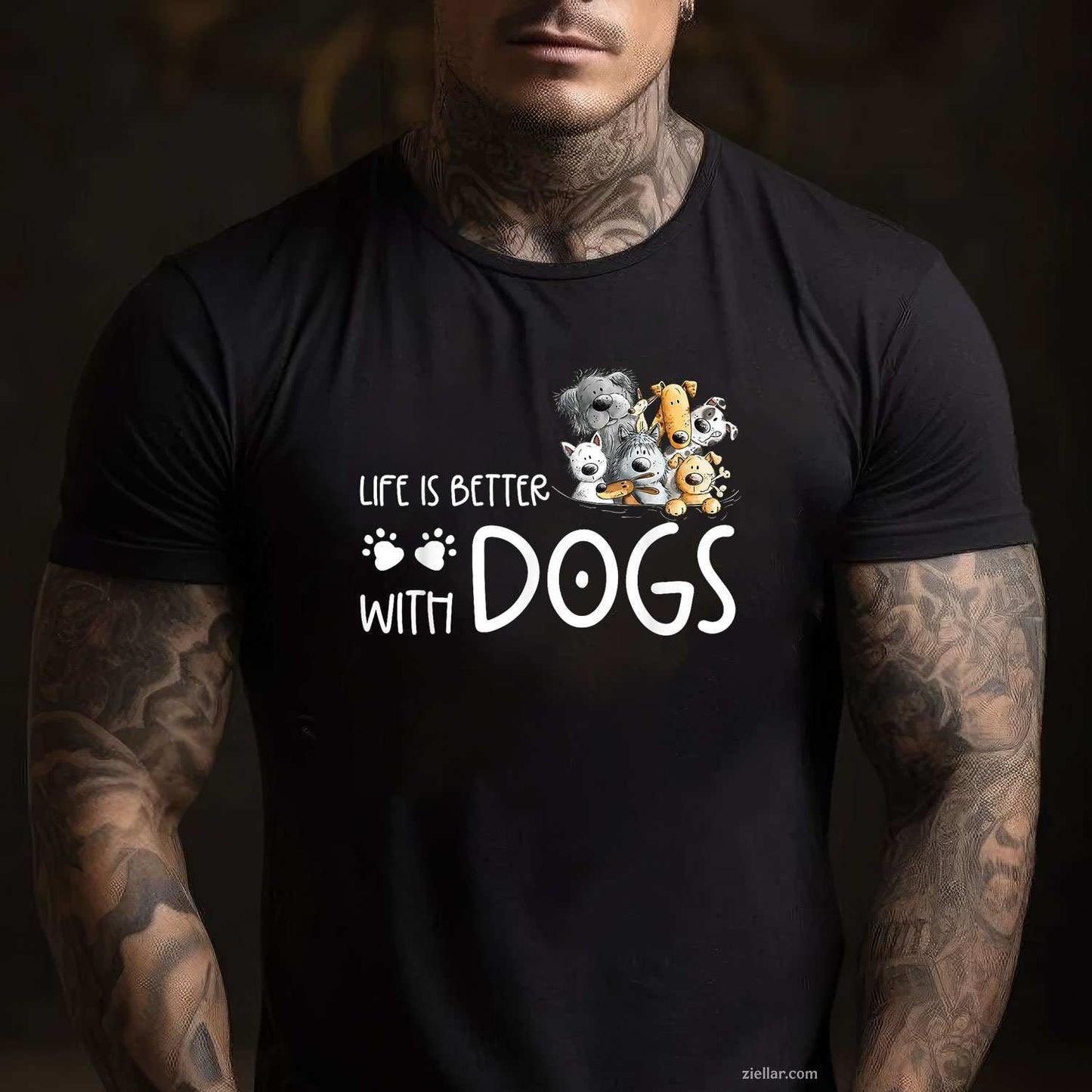Life Is Better With Dogs For Dog Lover T-Shirt, Dog Quote Vintage Graphic Tee For Men Women