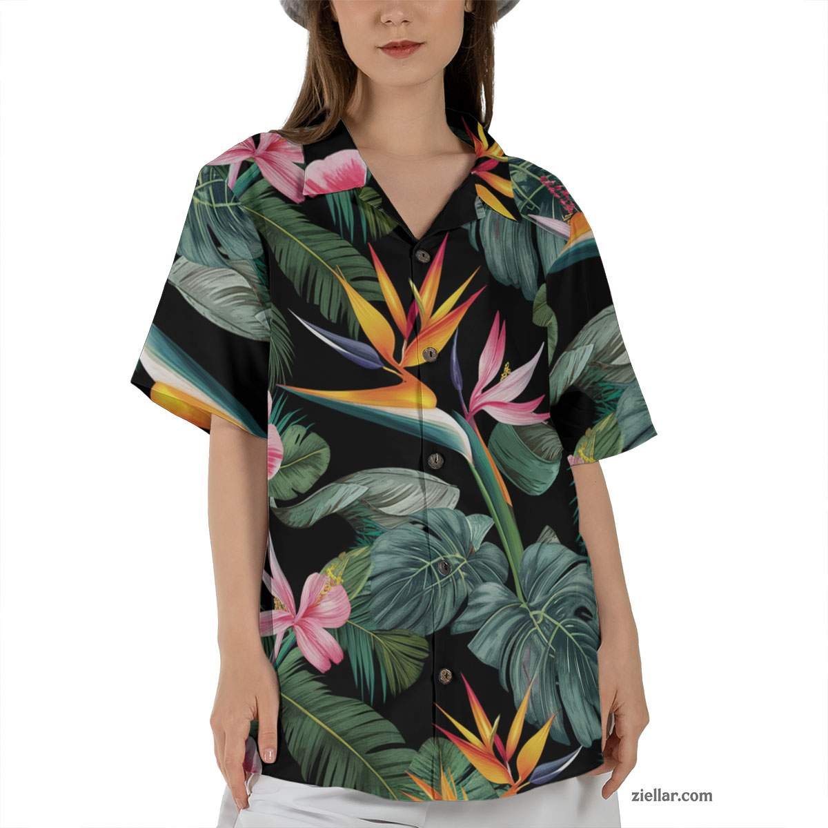 Light Blue Hawaiian Shirt and Tee, Hibiscus Palm Tropical Aloha Beachwear