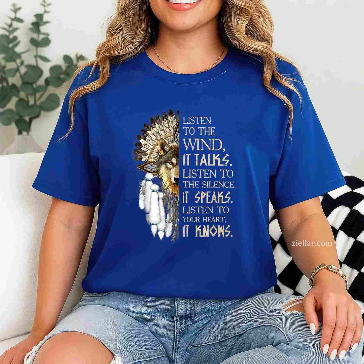 Listen To The Wind, Eagle Native American T-Shirt And Tee For Adults