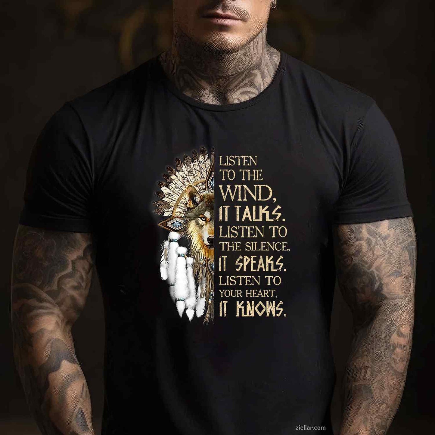 Listen To The Wind, Eagle Native American T-Shirt And Tee For Adults