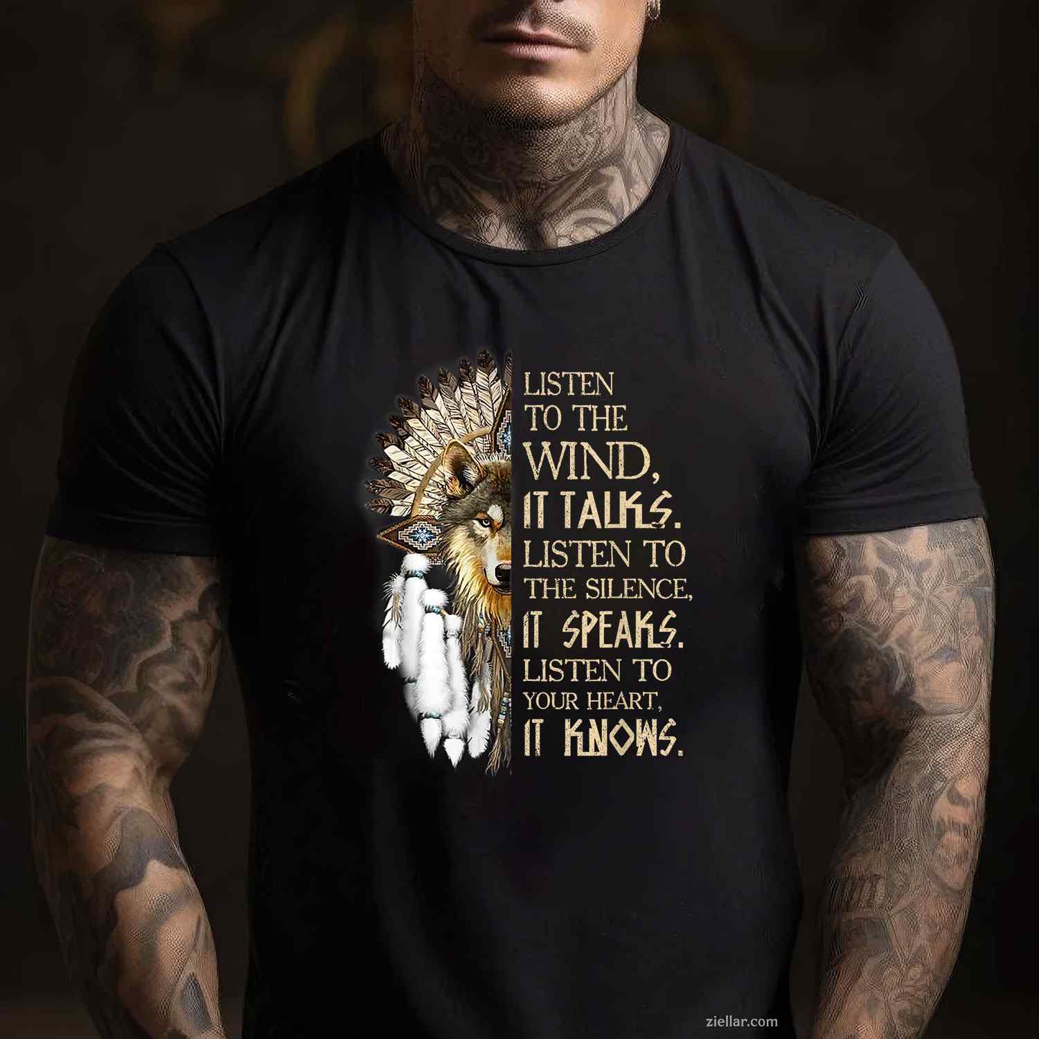 Listen To The Wind, Eagle Native American T-Shirt And Tee For Adults