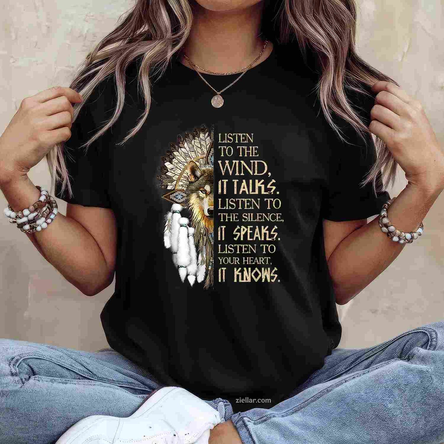 Listen To The Wind, Eagle Native American T-Shirt And Tee For Adults