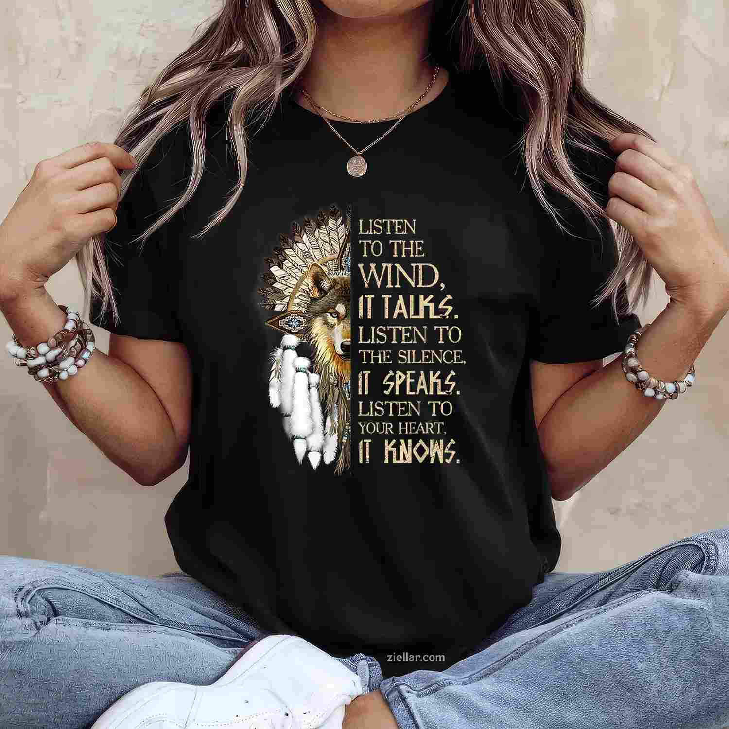 Listen To The Wind, Eagle Native American T-Shirt And Tee For Adults