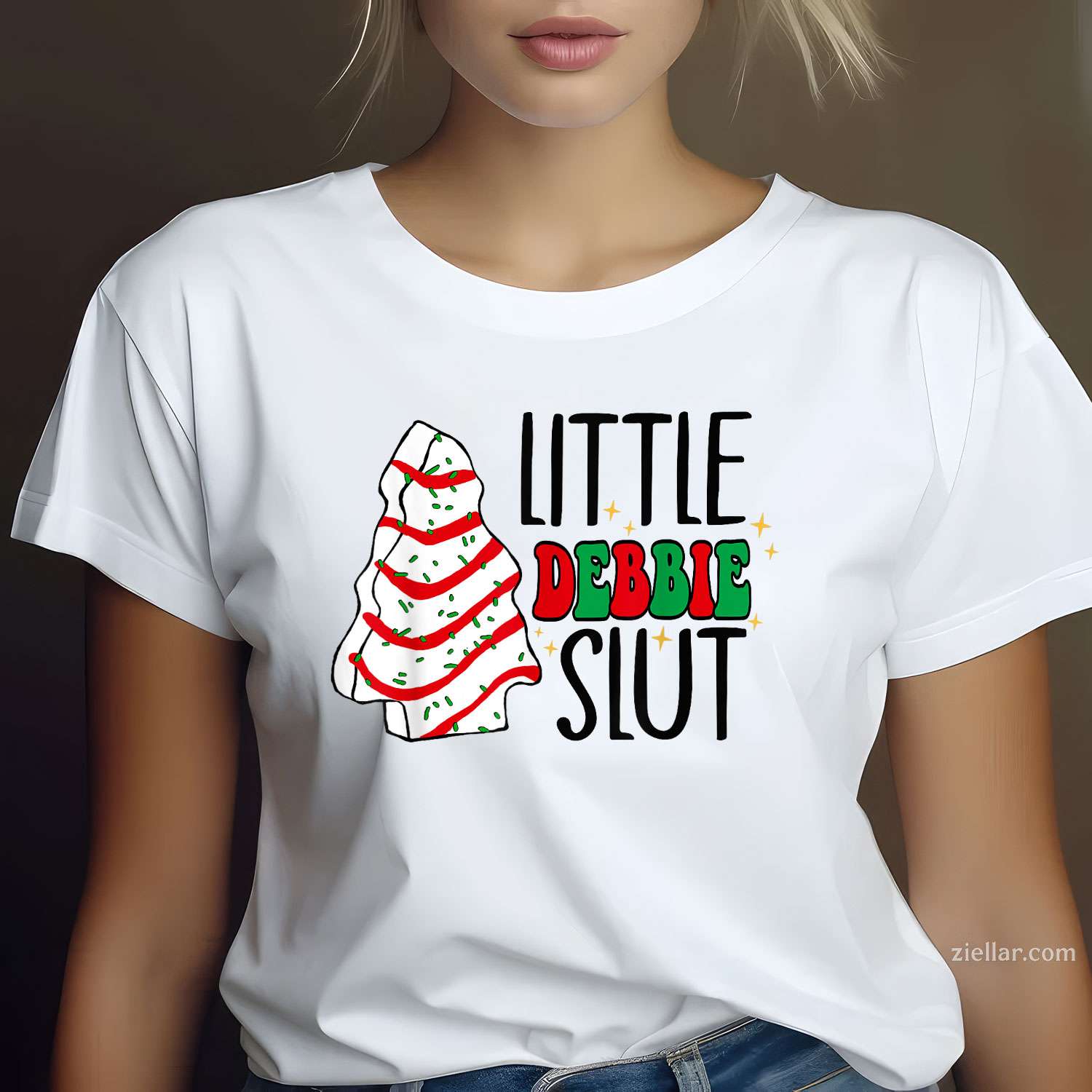 Littie Debbie Slut Funny Christmas Tree Cakes Xmas T-Shirt, A Christmas Tree Cakes Adult Humor Tee