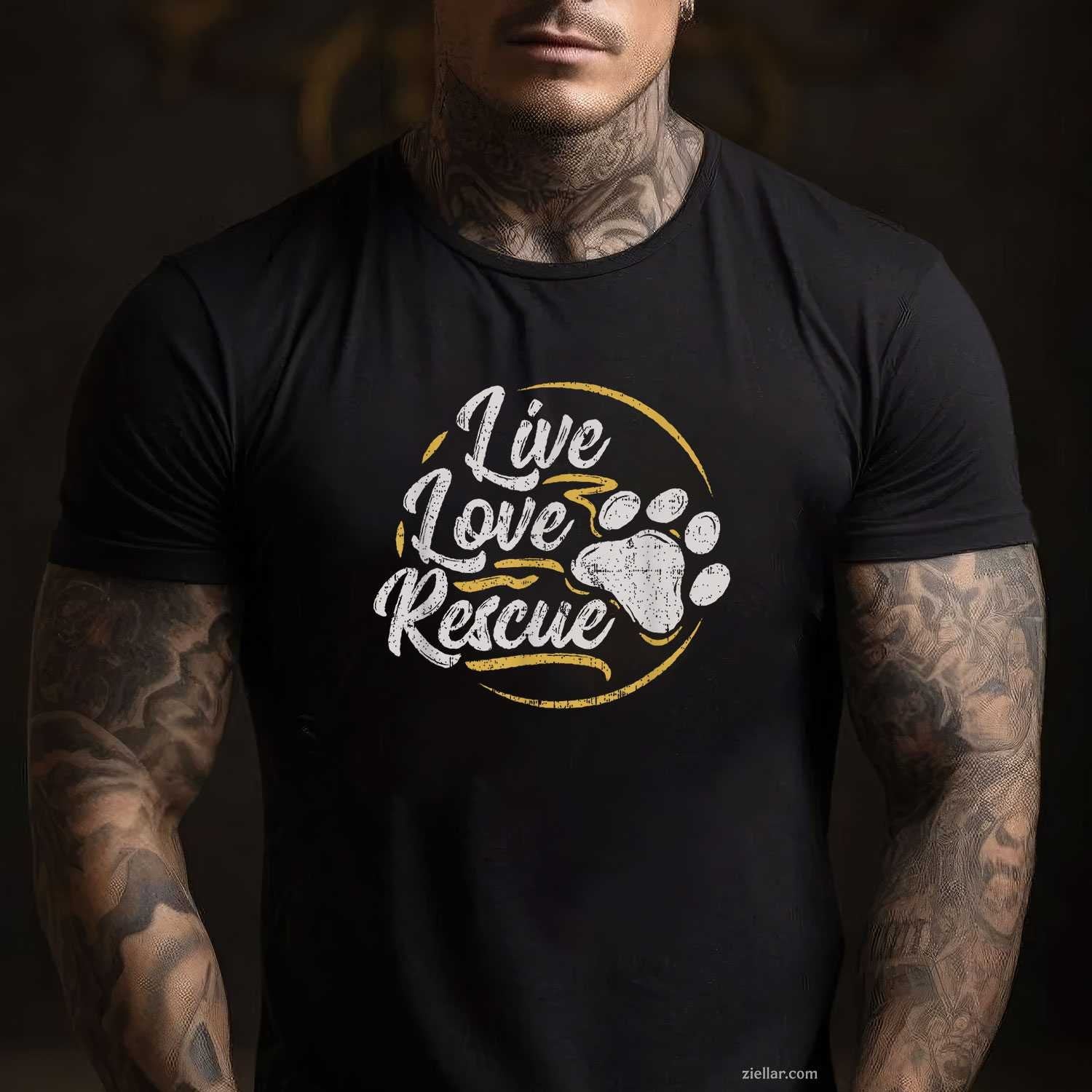 Live Love Rescue - Dog Lover T-Shirt, Adopt A Dog Adoption Vintage Graphic Tee For Adults