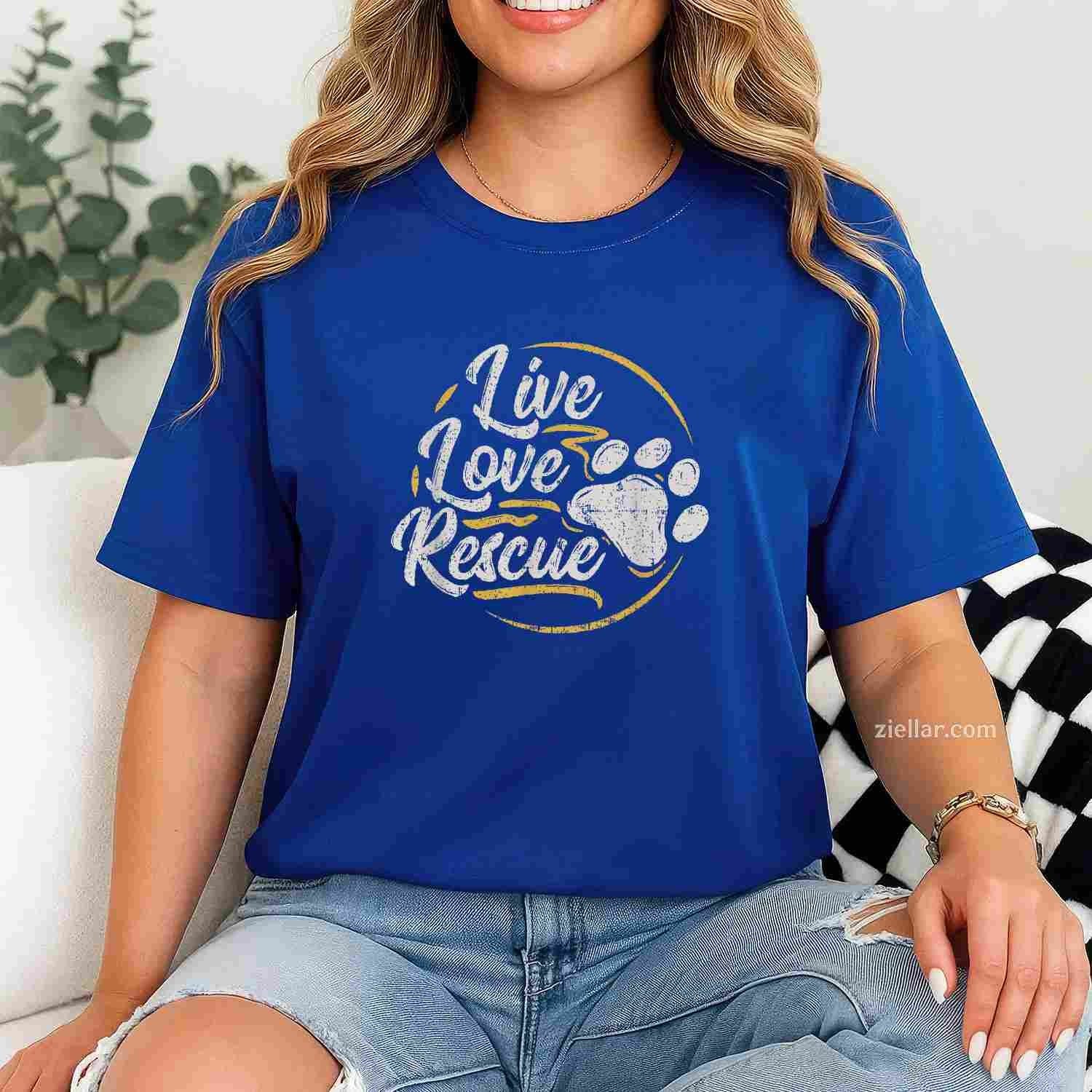 Live Love Rescue - Dog Lover T-Shirt, Adopt A Dog Adoption Vintage Graphic Tee For Adults