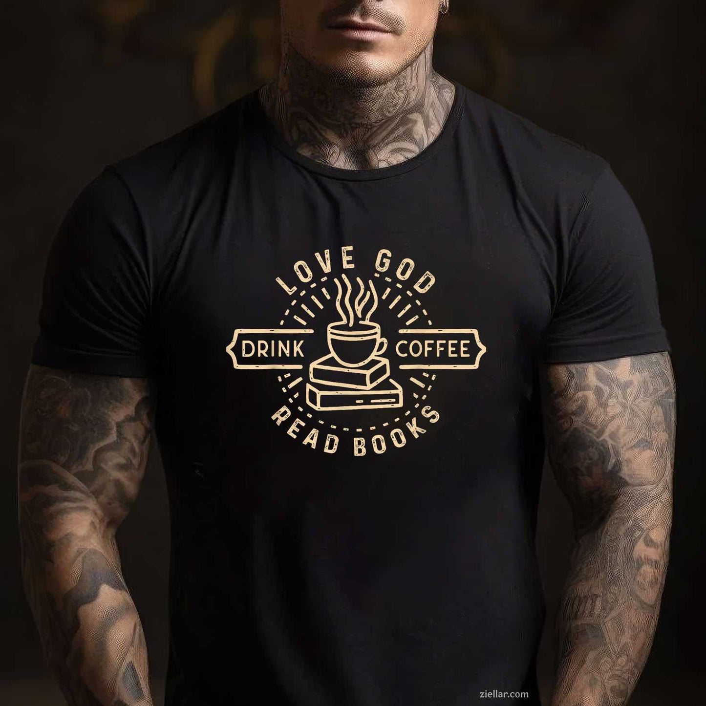 Love God Drink Coffee Read Books Lovers Vintage Christian T-Shirt
