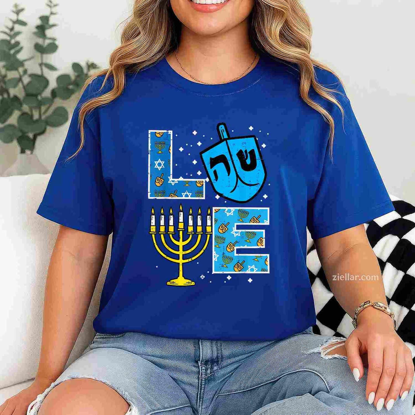 Love Hanukkah Dreidel Menorah Jewish Chanukah Men Women T-Shirt_ Cute Holiday Tee For Men And Women