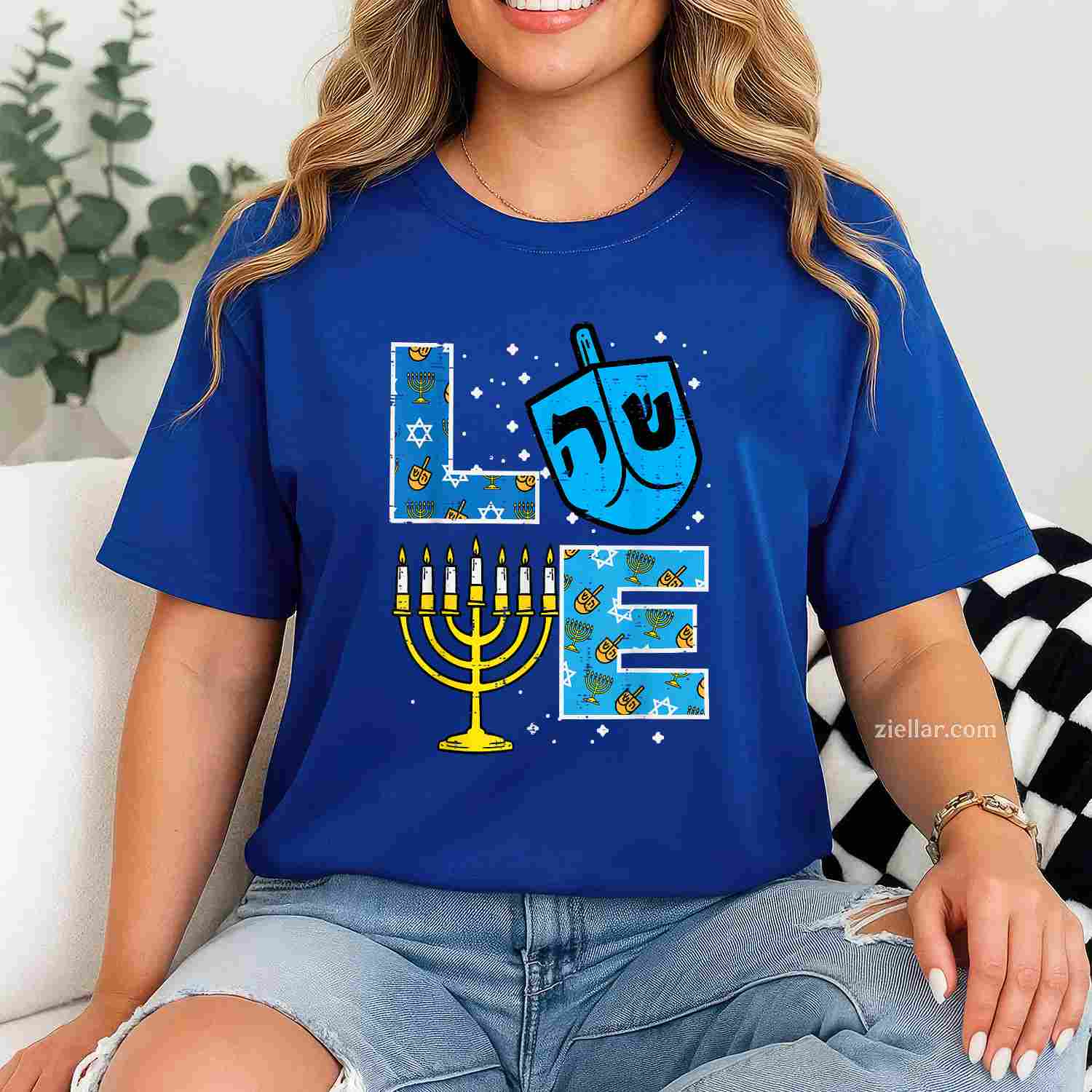 Love Hanukkah Dreidel Menorah Jewish Chanukah Men Women T-Shirt_ Cute Holiday Tee For Men And Women