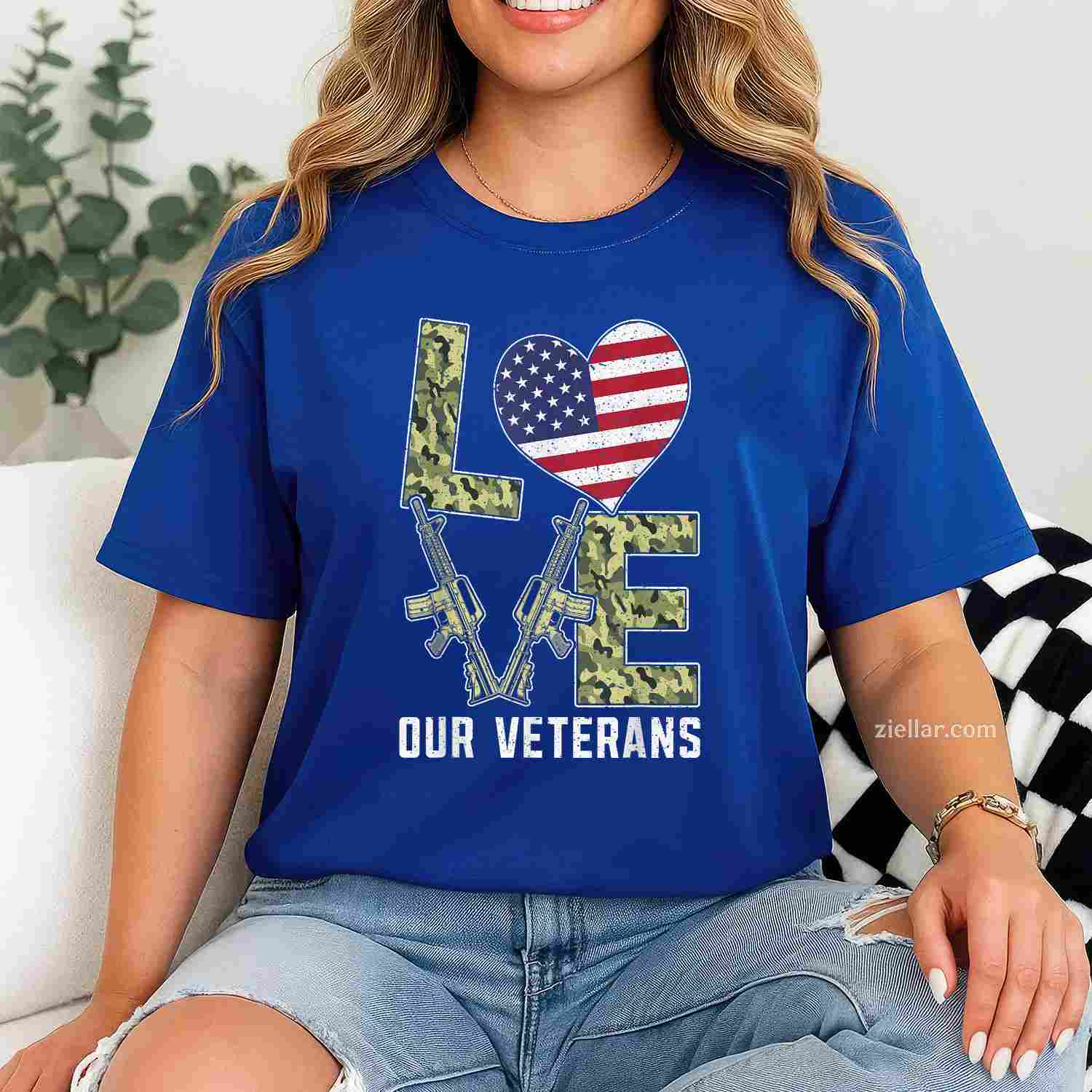 Love Our Veterans Day Proud Military Us Flag T-Shirt And Tee For Adults