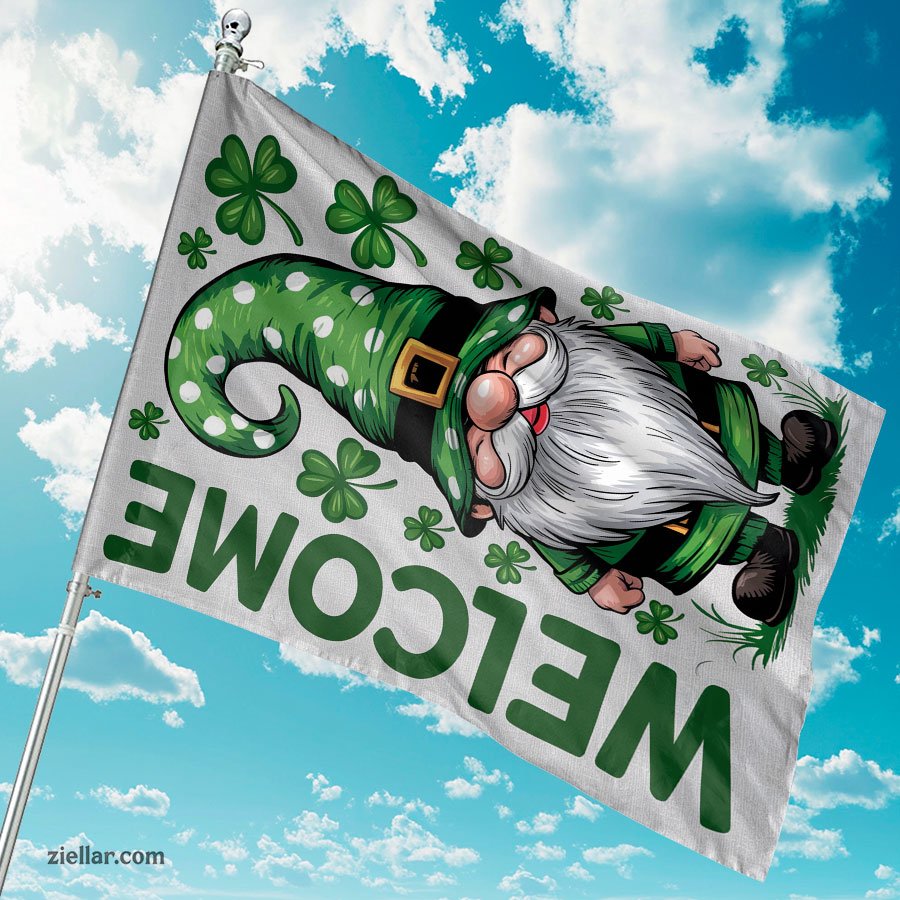 Lucky Clover St Patricks Day Garden Flag 12x18 Inch, Gnome Yard Decor Home