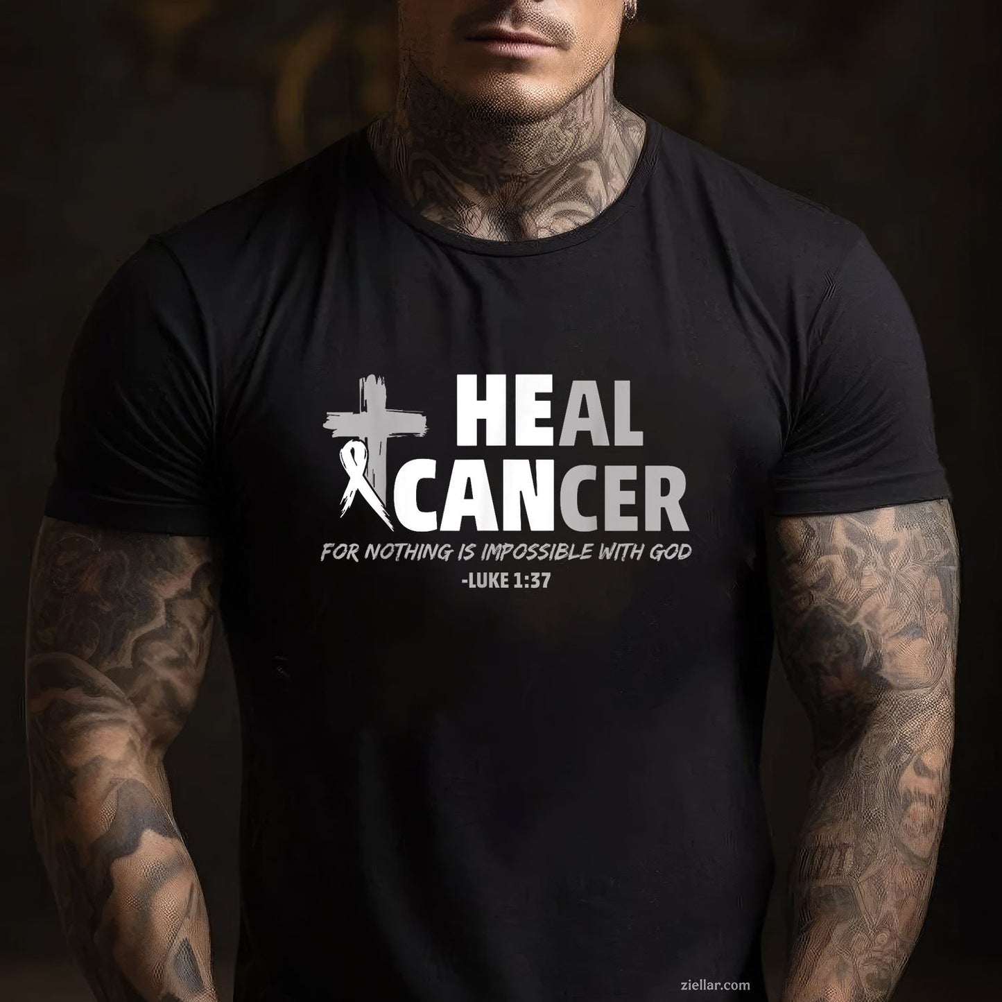 Lung Cancer Awareness White Ribbon Christian Cross T-Shirt