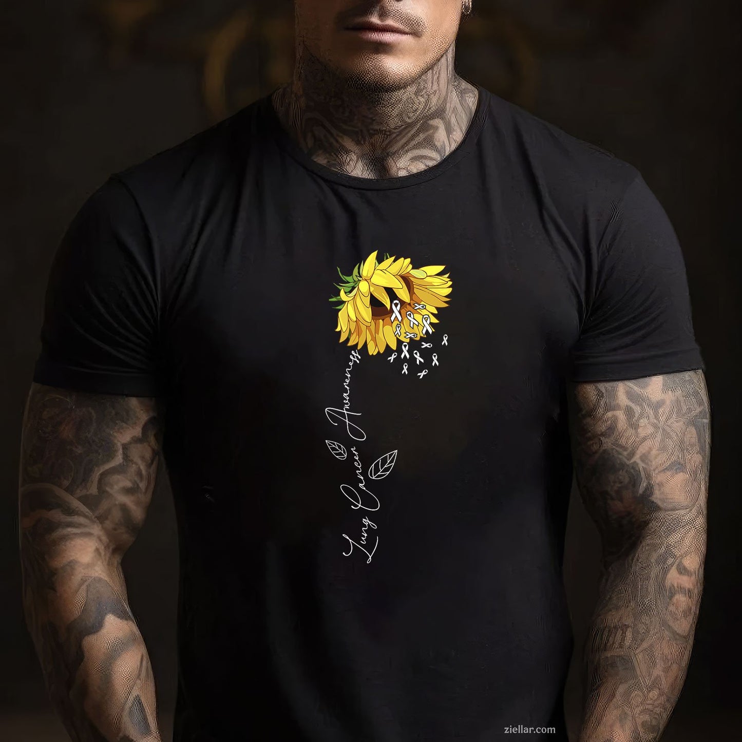 Lung Cancer Awareness Sunflower T-Shirt